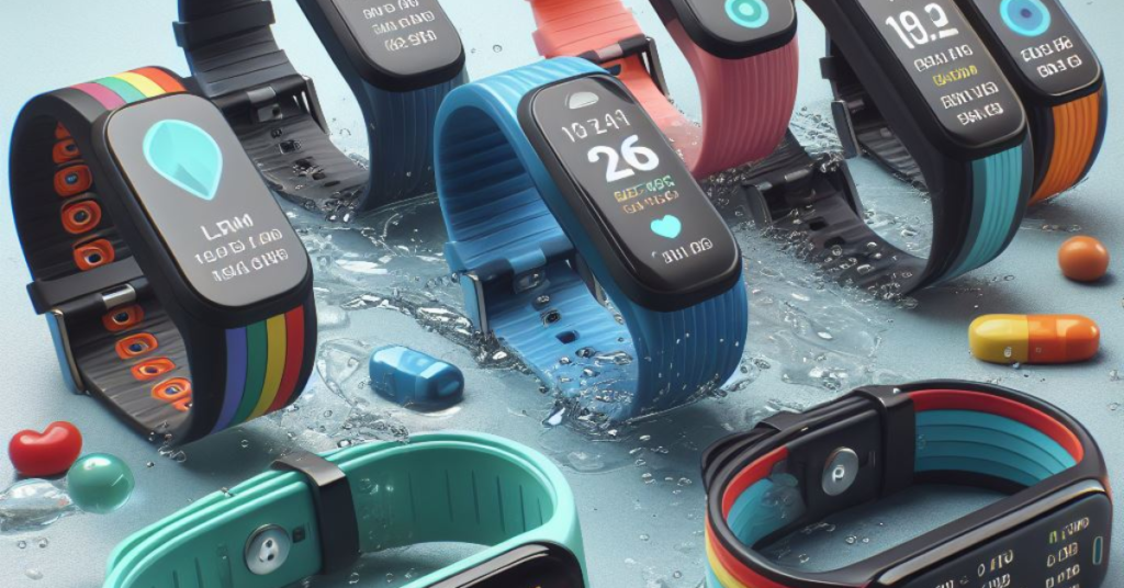 Plunge into Fitness: Unveiling the Top Wearable Fitness Trackers for Swimming! 3 Featured image showcasing various wearable fitness trackers designed for swimming, displayed against a backdrop of water ripples.
