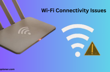 Illustration depicting various devices connected to Wi-Fi network with text overlay 'How to troubleshoot Wi-Fi connectivity issues'