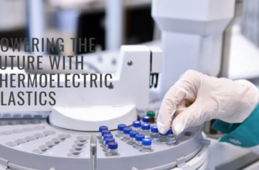 A scientist’s gloved hand places thermoelectric plastic samples into an analytical machine.