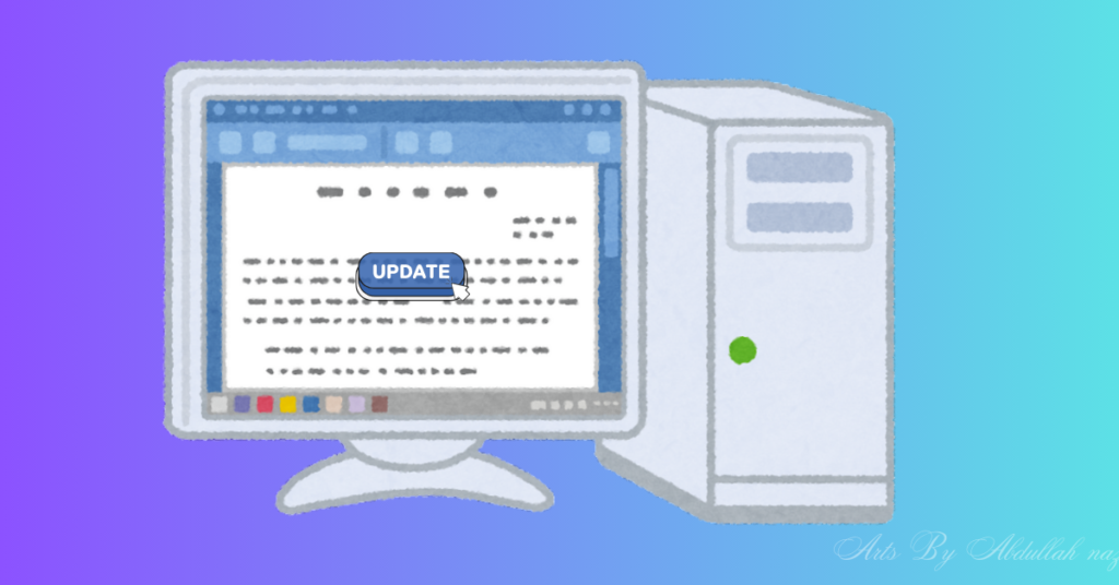 Stylized illustration of a desktop computer with a CRT monitor displaying an interface with an ‘UPDATE’ button.” This image could be relevant for topics related to technology, software updates, or computing history due to its depiction of an older model of computer and monitor. If you need further assistance, feel free to ask! 😊