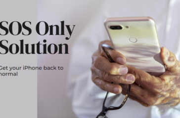 A person in a white coat holding an iPhone with the text ‘SOS Only Solution’ and ‘Get your iPhone back to normal’ overlaid on the image.