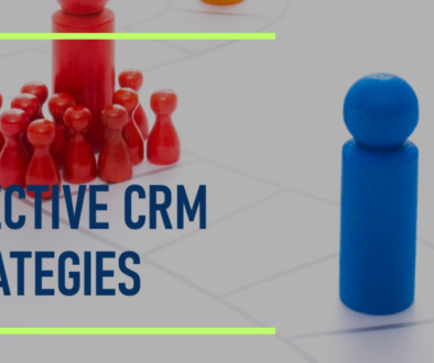 Alt Text: A graphic image featuring a blue pawn-like figure standing opposite a red king chess piece surrounded by several smaller red pawns on a board, with the text “EFFECTIVE CRM STRATEGIES” in bold letters.