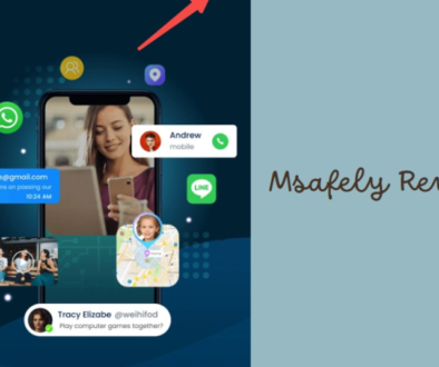 A screenshot of the homepage for “Masfely,” advertising itself as “The World’s Most Secure Phone Monitoring Solution for Parents.” The webpage features a large banner with a headline, subtext, and two call-to-action buttons labeled “Sign Up Free” and “View Demo.” On the right side, there is an image of a smartphone displaying text messages, with an illustration of a cartoon character labeled ‘Andrew (male)’ peeking from behind it.