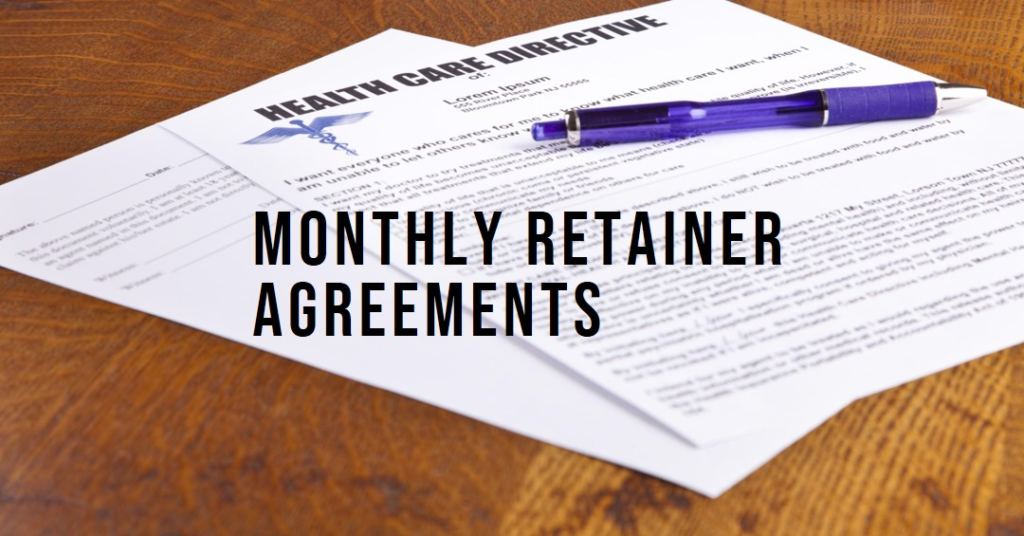 A health care directive document with a purple pen on top, symbolizing formal monthly retainer agreements for consistent freelance or agency engagements.