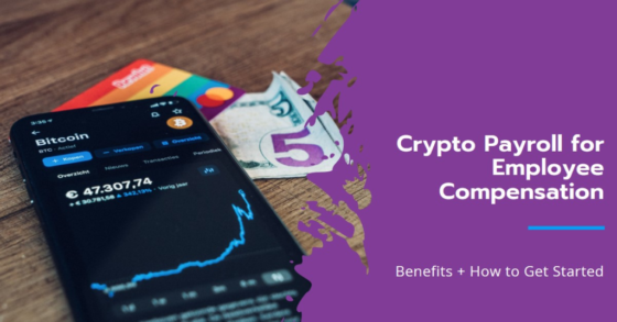 Smartphone displaying Bitcoin value, credit card, and cash on a wooden surface, illustrating the concept of crypto payroll for employee compensation.
