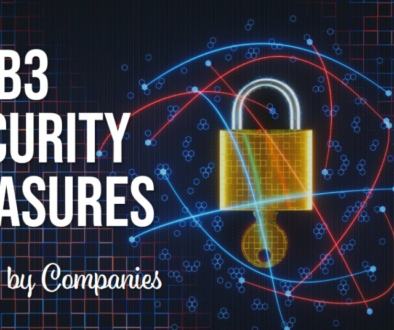 A digital illustration highlighting ‘Web3 Security Measures’ with a golden padlock icon representing efforts by companies to enhance security.