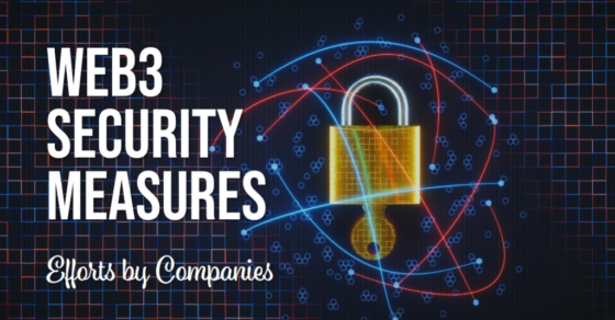 A digital illustration highlighting ‘Web3 Security Measures’ with a golden padlock icon representing efforts by companies to enhance security.