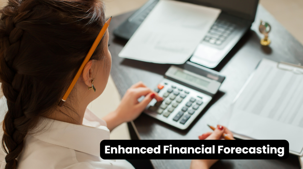 A person is seated at a desk using a calculator, with papers and a pencil in hand, indicating financial management or calculations.